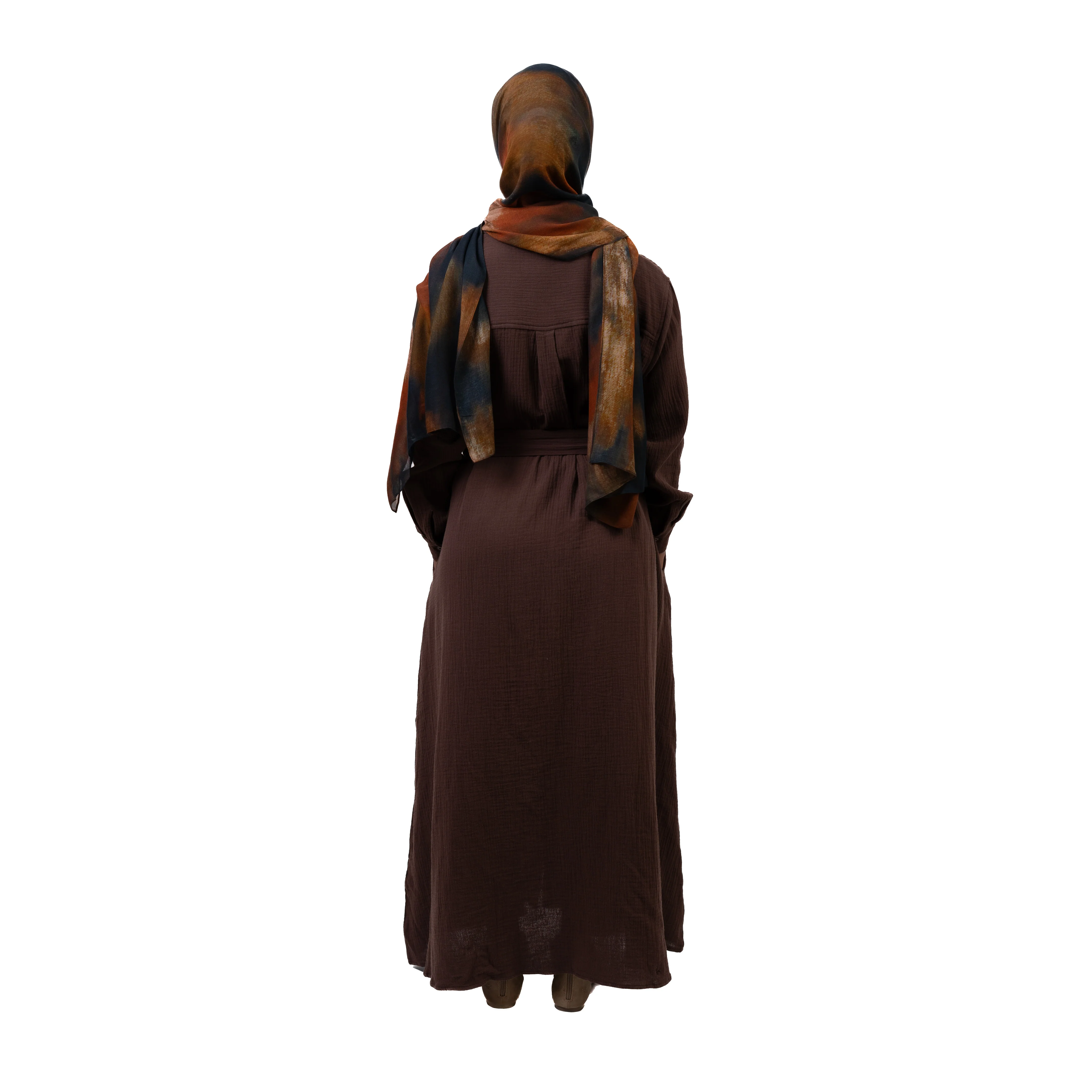 Cotton Maxi Dress - Dark Brown - Image 3