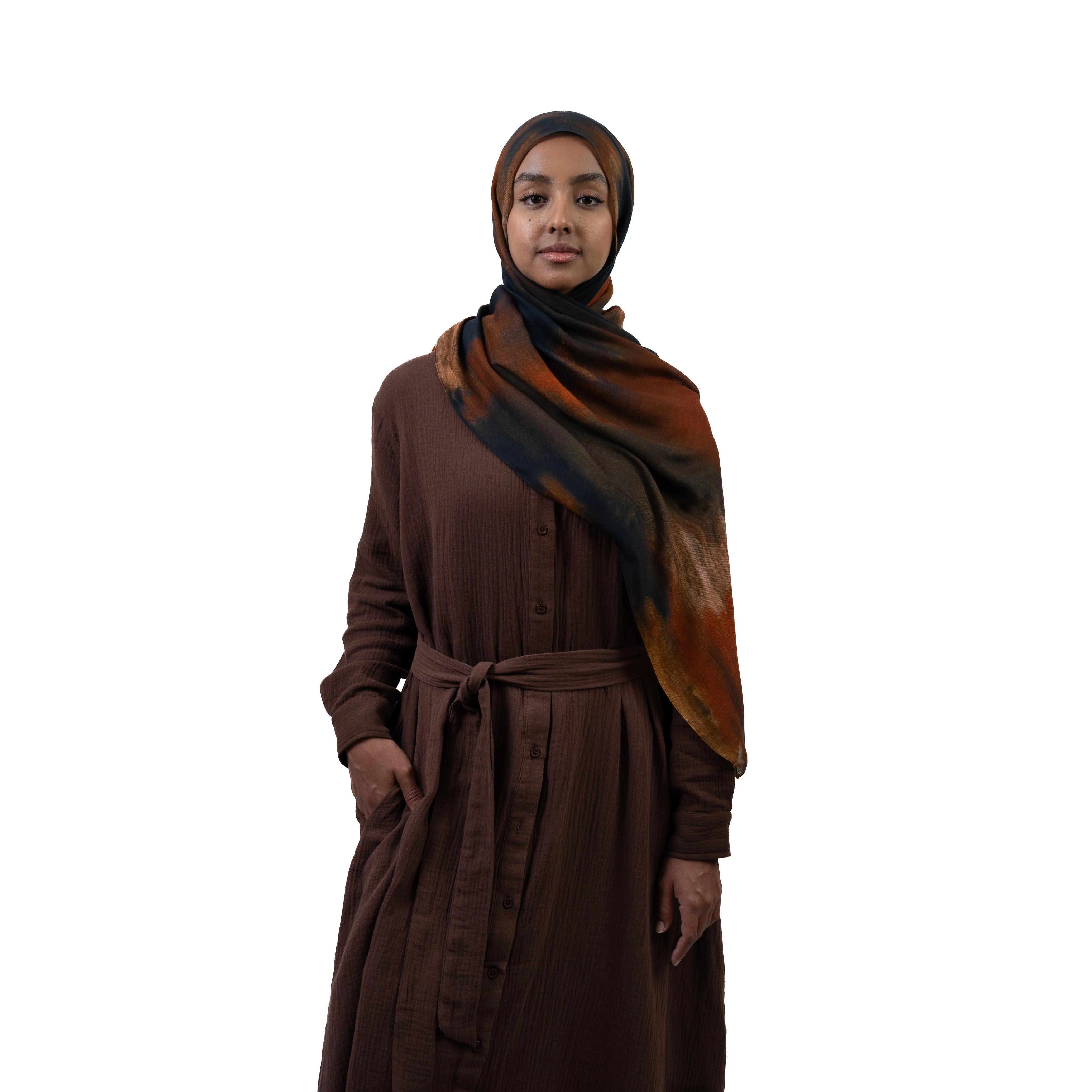 Cotton Maxi Dress - Dark Brown - Image 4