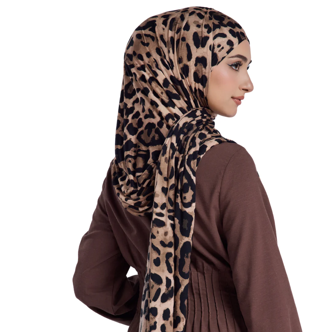 Golden Leopard Jersey Hijab - Image 4
