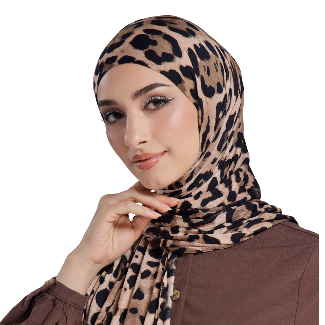 Golden Leopard Jersey Hijab - Image 6