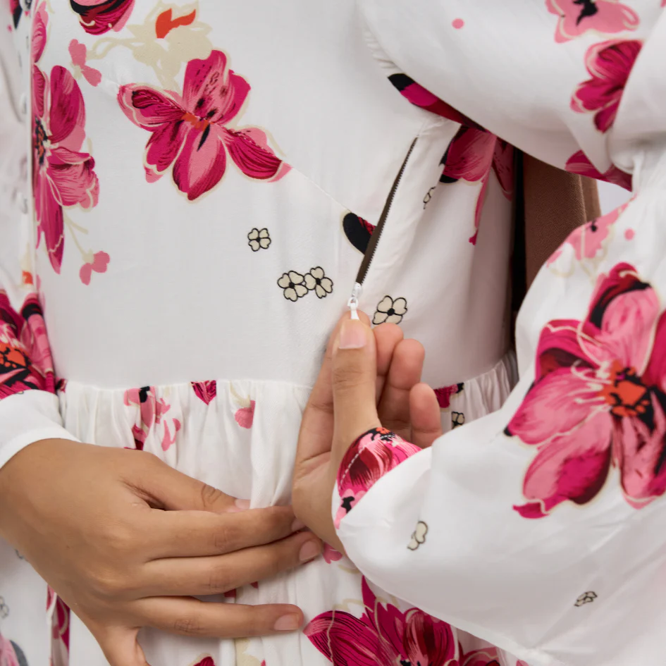 Rayon Maxi Dress - Petal Bloom Design with Butterfly Sleeves - Image 6