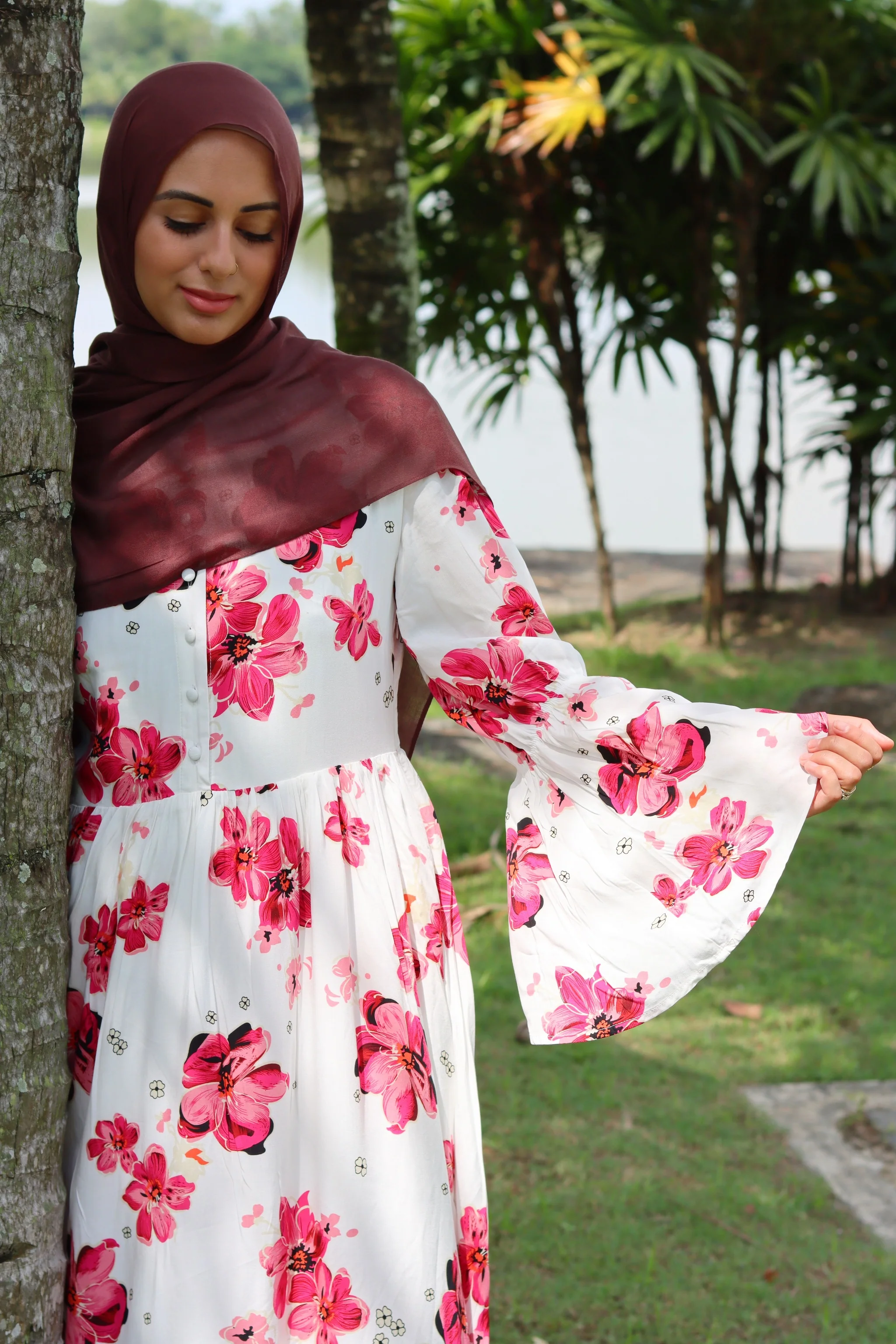 Rayon Maxi Dress - Petal Bloom Design with Butterfly Sleeves - Image 9